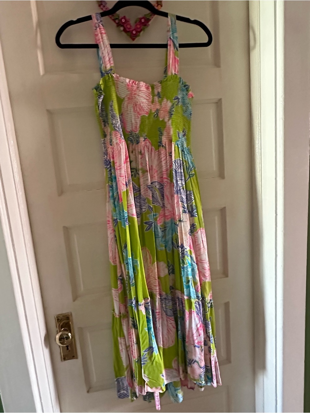 Lilly Pulitzer Pink and Green Smocked Floral Dress